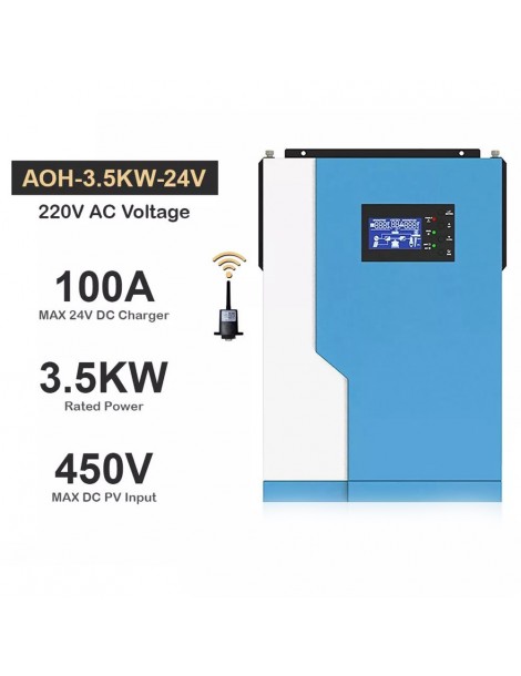 DAXTROMN Inverter Solare Off Grid da 3 5KW Caricatore MPPT da 24V DC 100A Sinusoidale Puro con Ingresso PV 450VDC e WiFi Soddisfazione Garantita