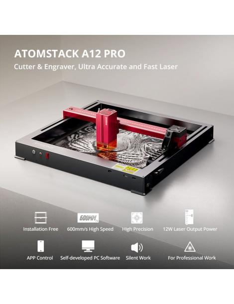 ATOMSTACK A12 PRO 12W Taglierina per incisione laser messa a fuoco fissa precisione di incisione 0 02 mm Nuova