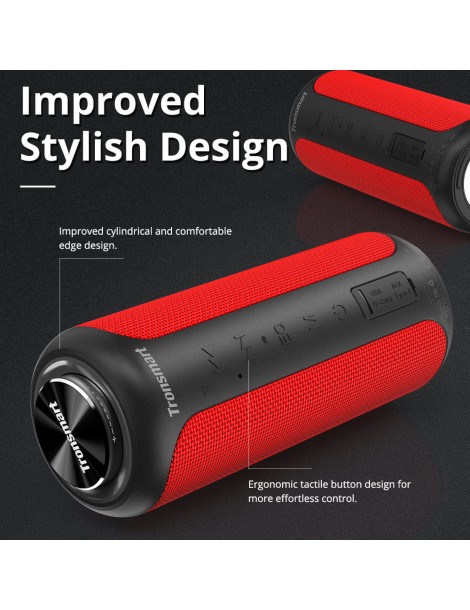 Tronsmart T6 Plus Edizione aggiornata Altoparlante portatile Bluetooth 5.0 con potenza fino a 40W Suono a 360° IPX6 NFC - Rosso Presa