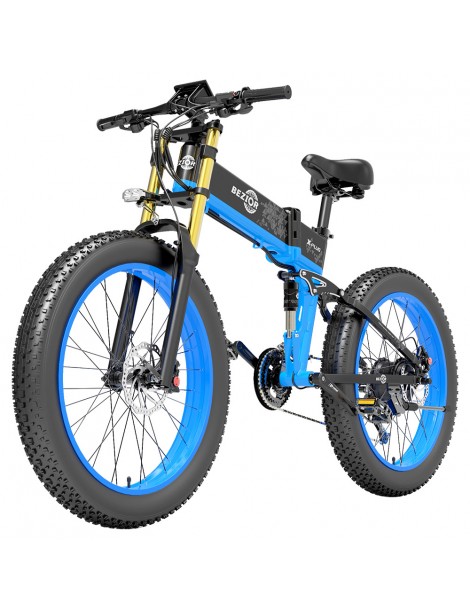 BEZIOR X-PLUS Electric Bike 1500W Motor 48V 17.5Ah Battery 26*4.0 Tire Mountain Bike 40 km/h Max Speed 200kg Load - Blue Shopping online