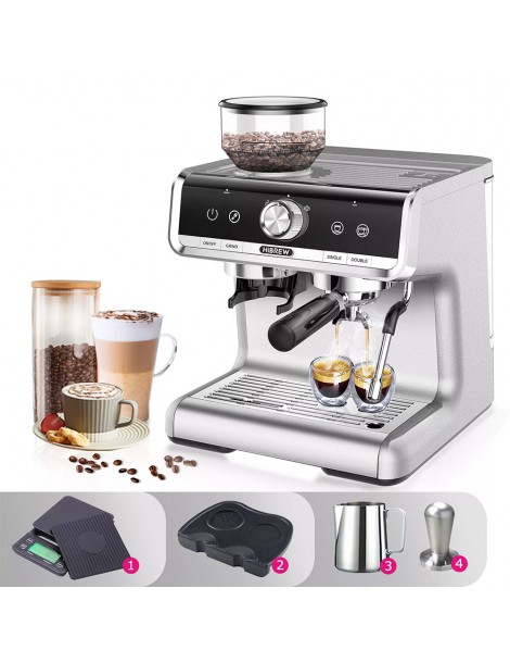 HiBREW H7 1550W Macchina da caffè 19Bar 2.8L Capacità d'acqua Caffettiera con Latte Cup Powder Tamper Scala elettronica Fino al 50% di sconto