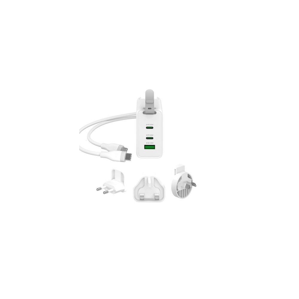 j5create 65W GaN USB-C 3-Port Traveler Charger with changeable AC plugs and USB-C cable Pezzi Unici