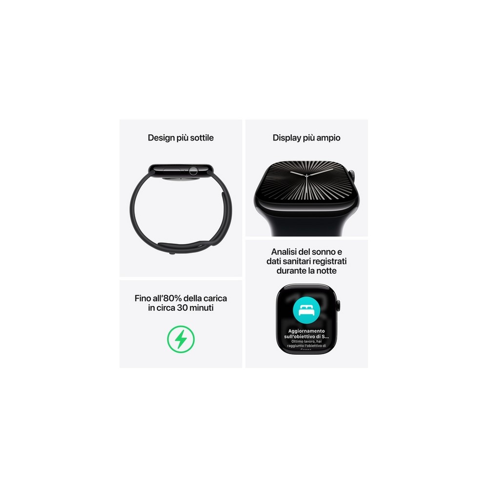 APPLE Apple Watch Series 10 GPS 42mm Jet Black Aluminium Case with Ink Sport Loop Nuovi prodotti