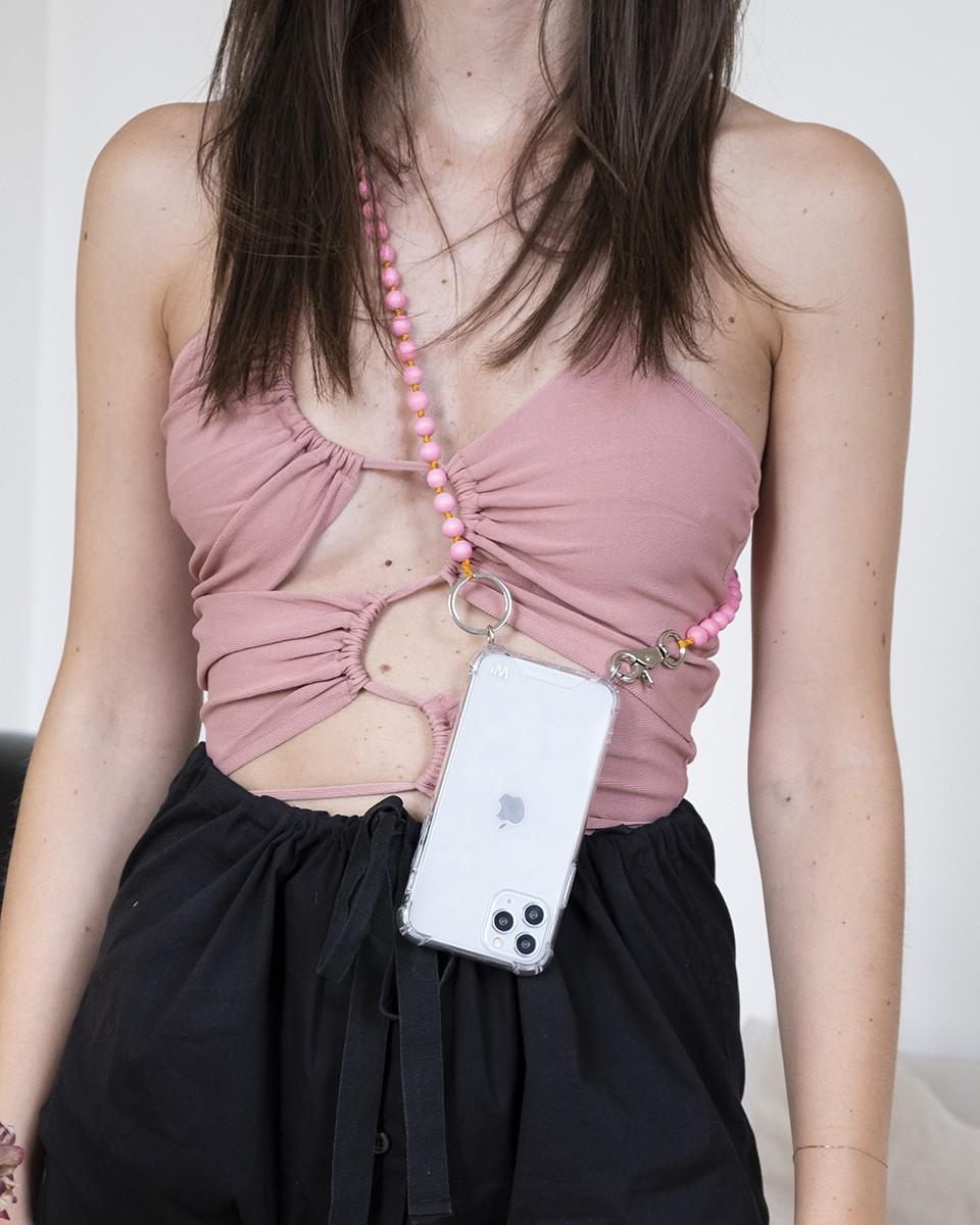 Wood'd Pearls Pink Necklace Saldi Di Fabbrica